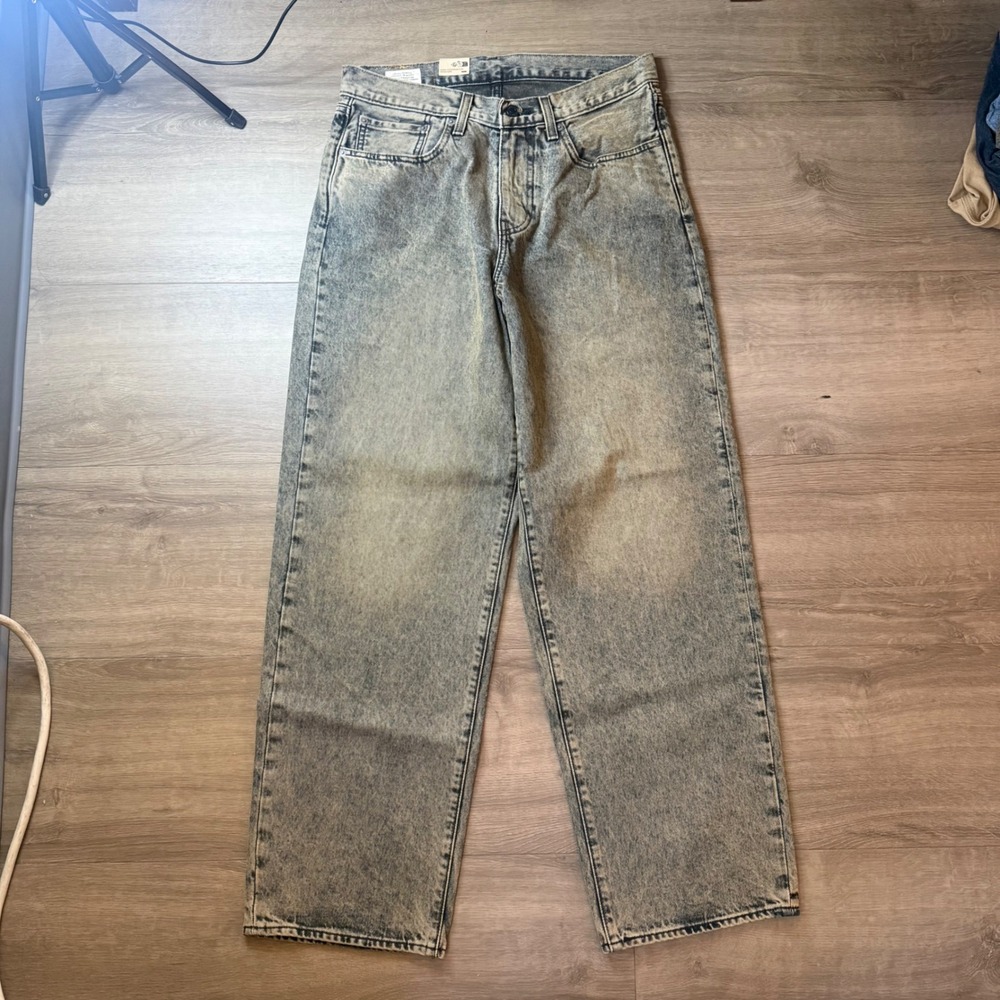 Levis 578 Baggy Jeans Men 32x30 Gray Premium Loose Fit Acid Wash Brand New